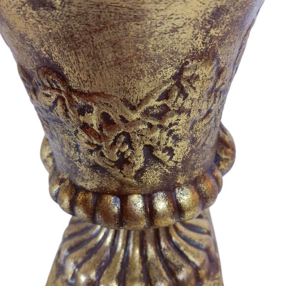 Gold Urn Planter Ceramic Baroque Vine With Leaves Hollywood Regency - Picture 10 of 13